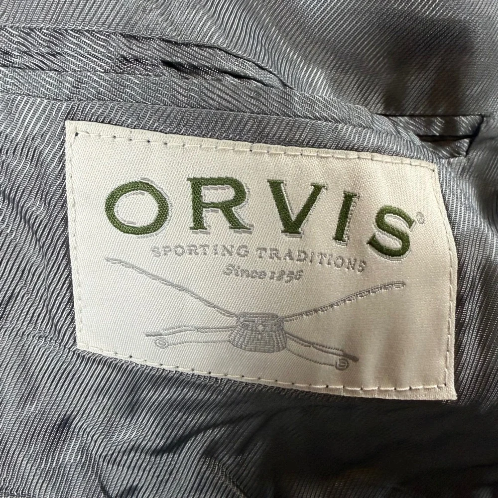 Orvis Plaid Blazer Sport Coat Mens 40R Charcoal Gray 2 Button Wool Dark Academia